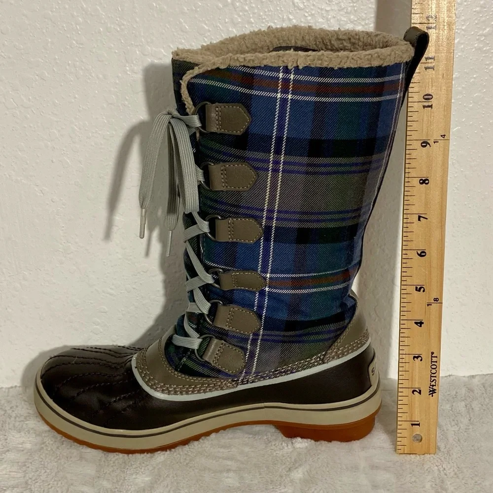 Sorel Tivoli Tall Plaid Lined Waterproof Boots Women’s Size 7